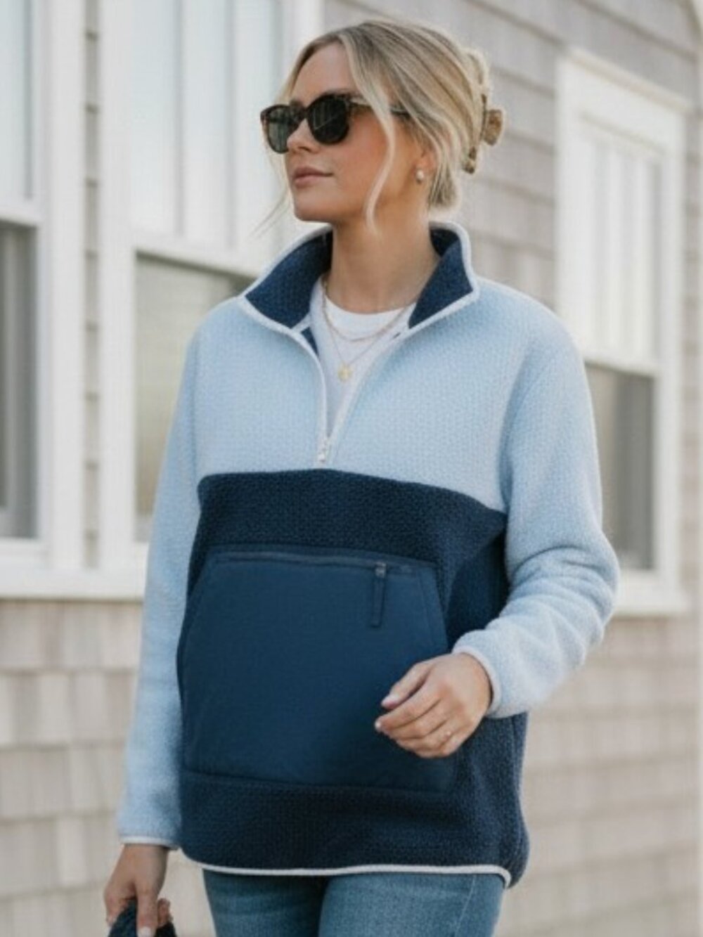 Tuckernuck Cady Quarter Zip Fleece Pullover Navy XS/S NWT Stand Collar Coastal